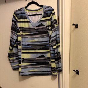 Striped V-Neck Long Sleeve Top
